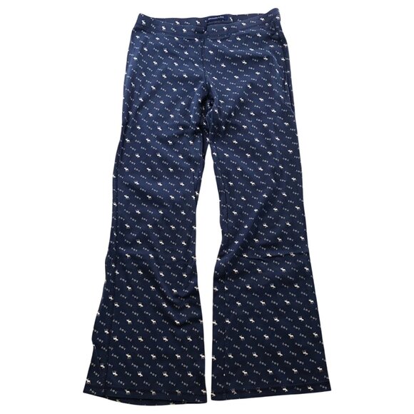 Abercrombie & Fitch Womens Pajama Pants Medium Flare Leg Lounge Drawstring Navy - Picture 1 of 15